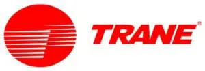 A red and white logo of trane.