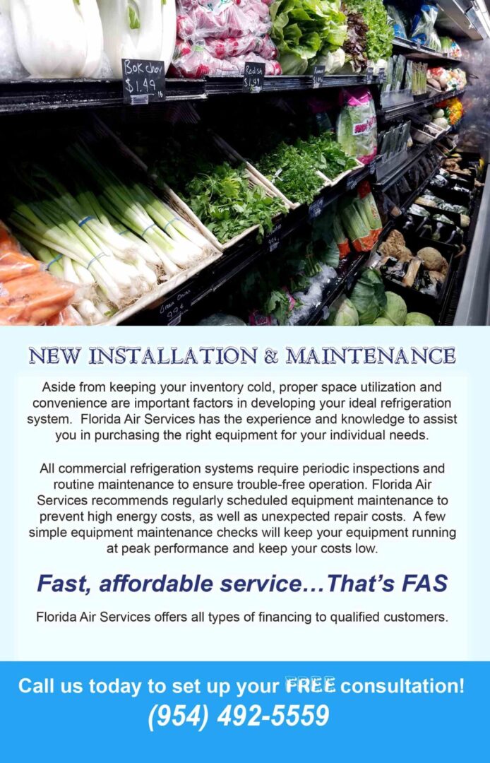 A flyer advertising the new installation and maintenance of florida air services.
